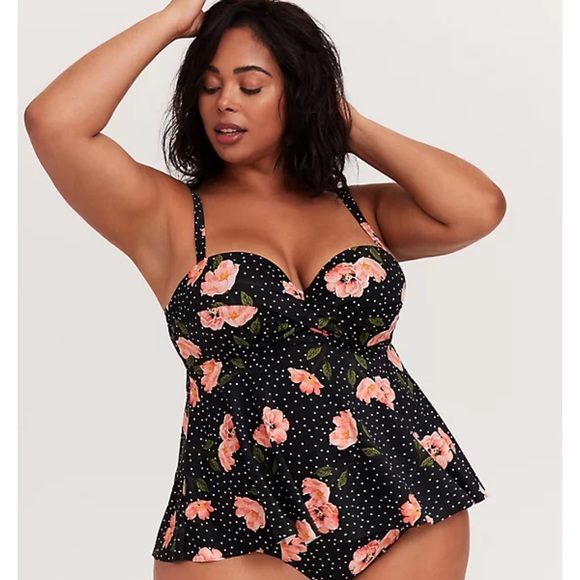 torrid Other - Torrid Black Floral Swim Top
